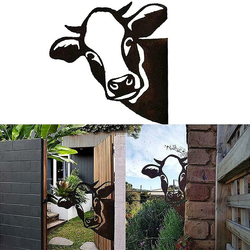 

Farm Peeping Cow Metal Artwork Outdoor Outdoor Patio Hanging Ornament Home Garden Yard Metal Craft Decor