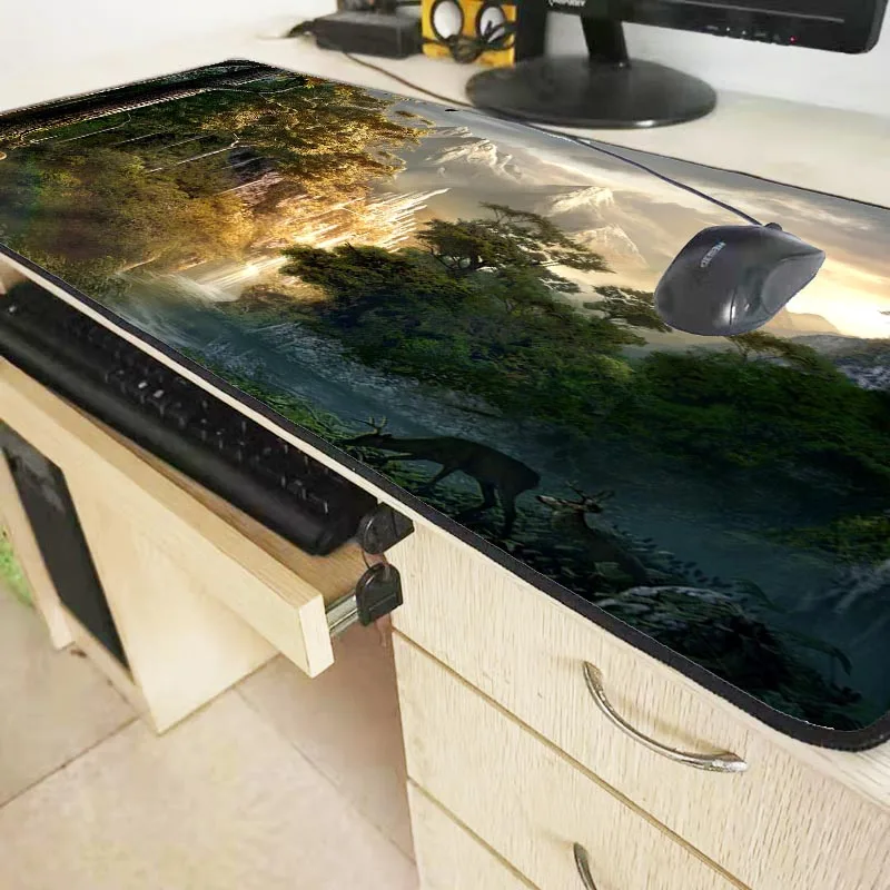 MRGBEST  Deer In Forest Computer Mouse Pads Gaming  Large   Gamer XXL Mause Carpet PC Desk Mat Keyboard Large Mousepad Mi Pad 5