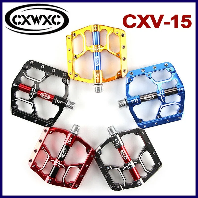 CXWXC CXV-15 Road Bike Bicycle Flat Pedal 3 Sealed Bearings Pedal Aluminum Alloy CNC Machined Wide Platform