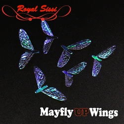New hot 10pairs rainbow film quintessential mayfly wings two optional sizes pearlescent dry fly reel wings for trout fly fishing
