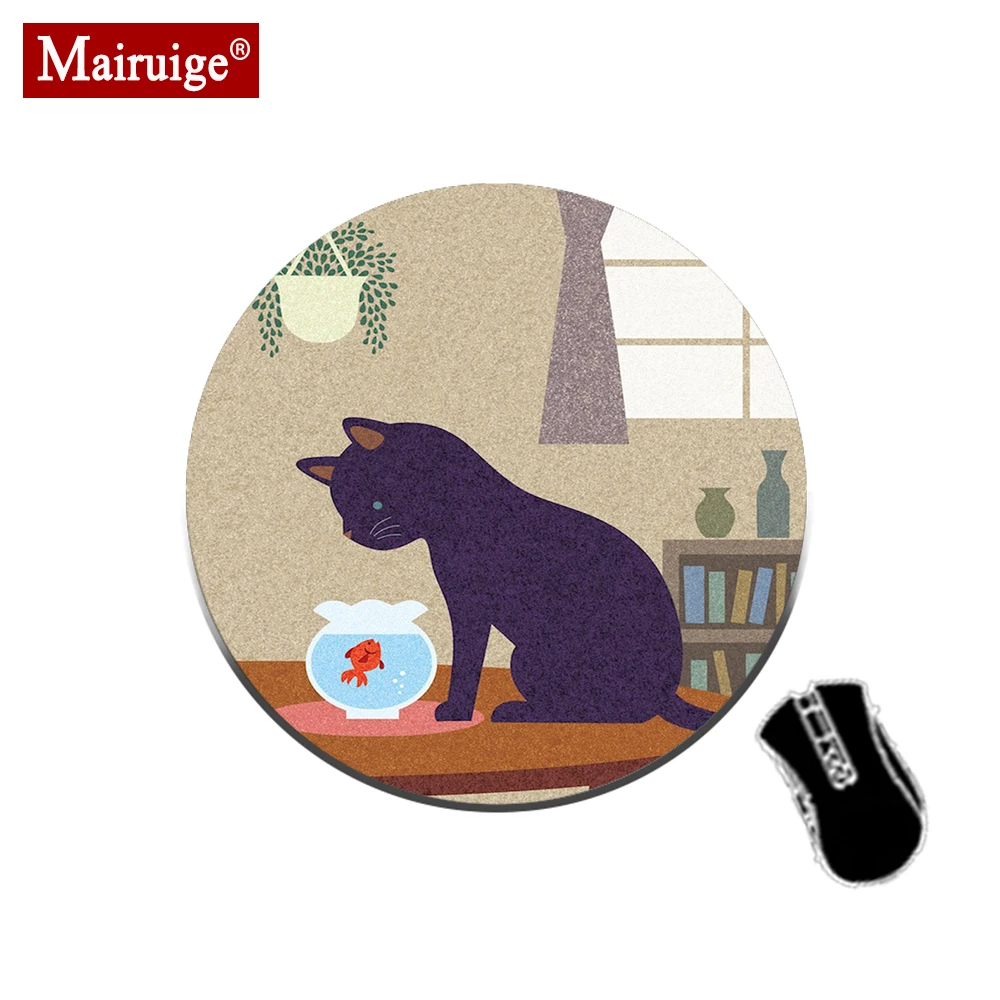 MRGLZY 20X20/22X22CM Drop Shipping Kawaii Mouse Pad PC Gaming Accessories Cute Black Cat Small MousePads Carpets Rubber Desk Mat