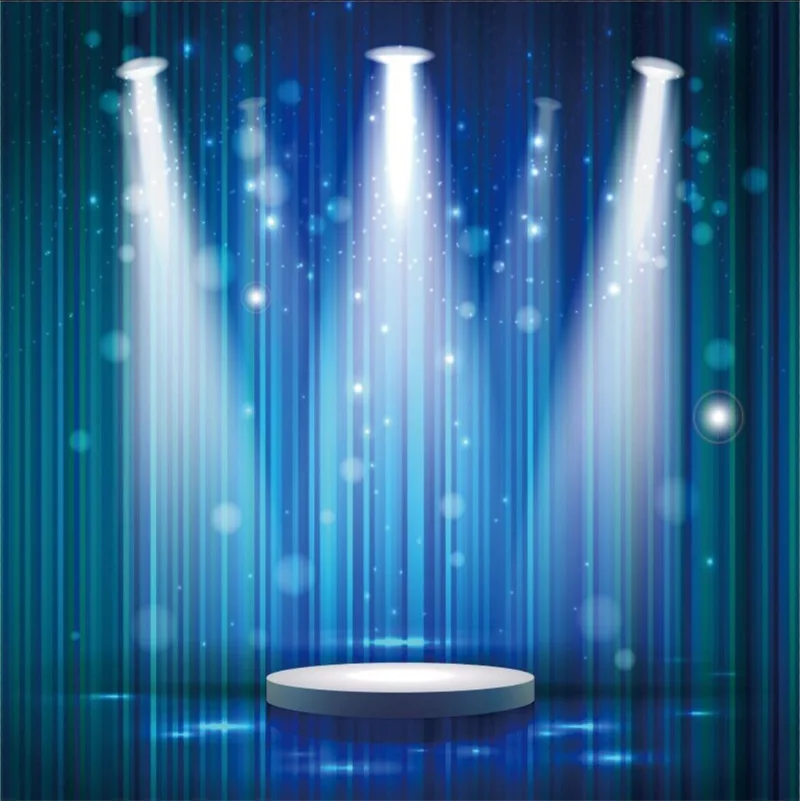 Stage Backdrop Blue Spotlight Shiny Star Floor Play Show Baby Portrait Party Photography Background Photocall For Photo Studio