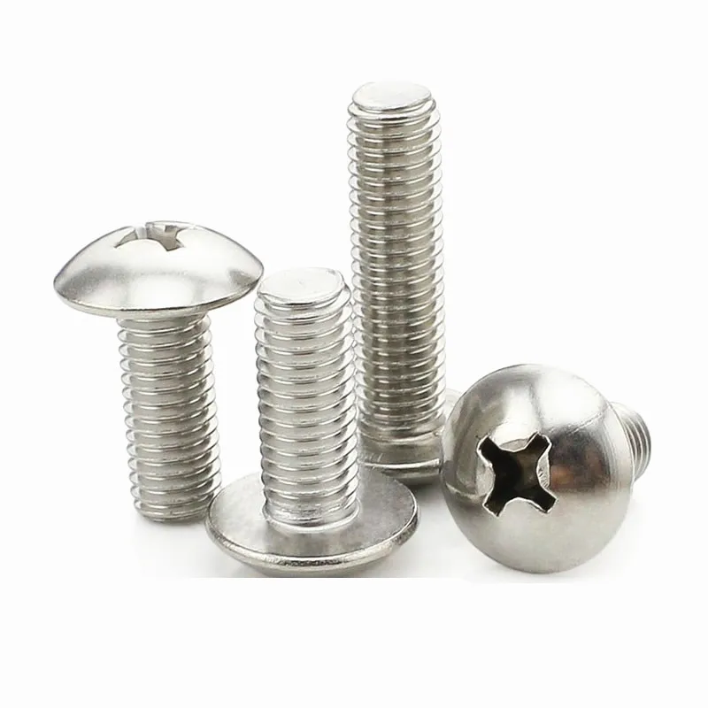 Cross Recessed Truss Head Machine Screws M2 M2.5 M3 M4 M5 M6 M8 Mushroom Big Flat Head Screw 304 Stainless Steel Philips Screw