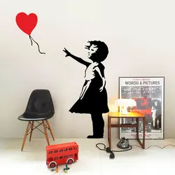 Childhood Girl With Balloon Vinyl Wall Stickers Home Decor Kids Room Bedroom Nursery Decoration Decals Graffiti Art Murals 3B26