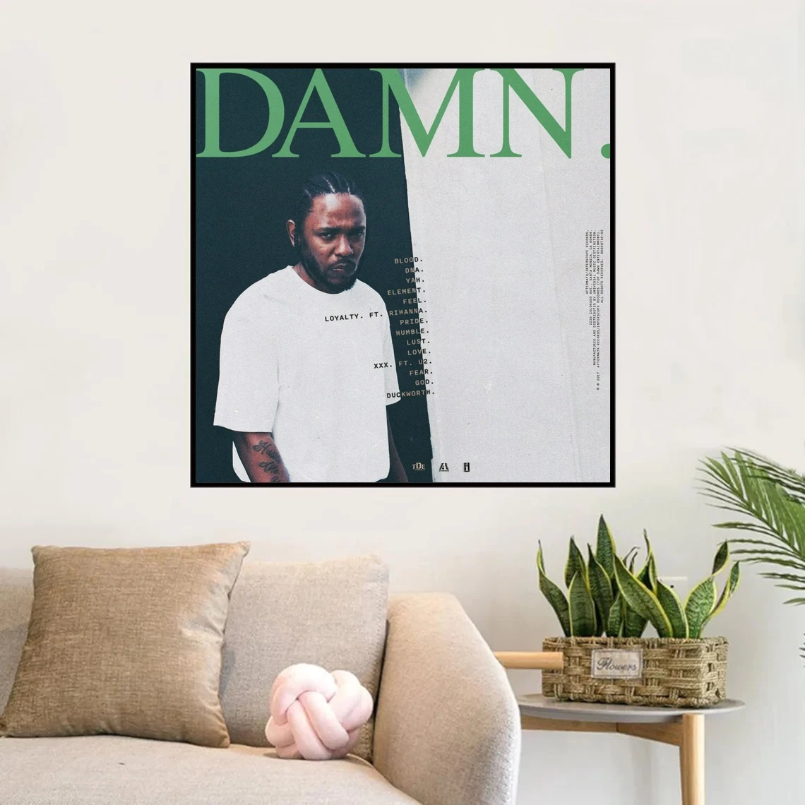 Kendrick Lamar Damn Music Album Poster Prints Art Canvas Painting Wall Living Room Home Decor (No Frame)