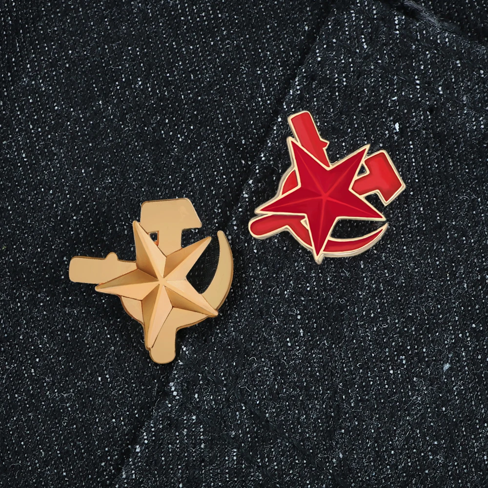 New 4 Style Retro USSR Symbol Enamel Pin Socialism Red Star Sickle Hammer Brooches Coat Lapel Pin Badges Jewelry Bag Decoration