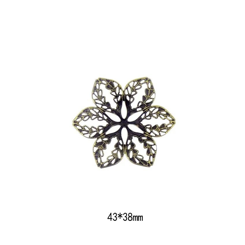 

Free shipping Retail 10Pcs Antique Bronze Flower Wraps Connectors Metal Crafts Decoration DIY Findings Connectors 43x38mm F0390