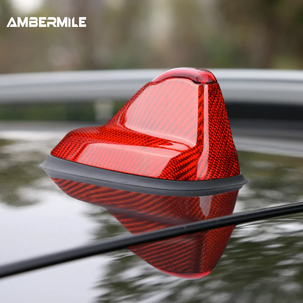 AMBERMILE Carbon Fiber for Mini Cooper Clubman F54 F60 Countryman Accessories Car Roof Shark Fin Antenna Signal Aerials Cover