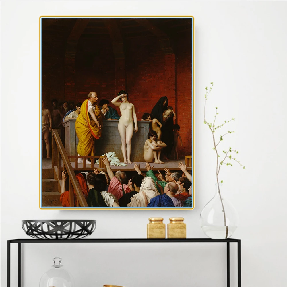 Citon Jean-Leon Gerome《The slave market in Rome》Canvas Oil Painting Famous Artwork Picture Modern Wall Decor Home Decoration