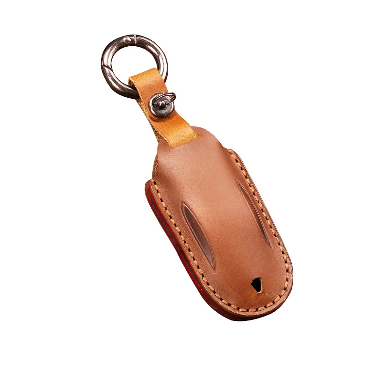 handmade Geunine Leather Car Key Case Key cover For Tesla Model S Model 3 Model X Key Holder Cover Protect Accessories