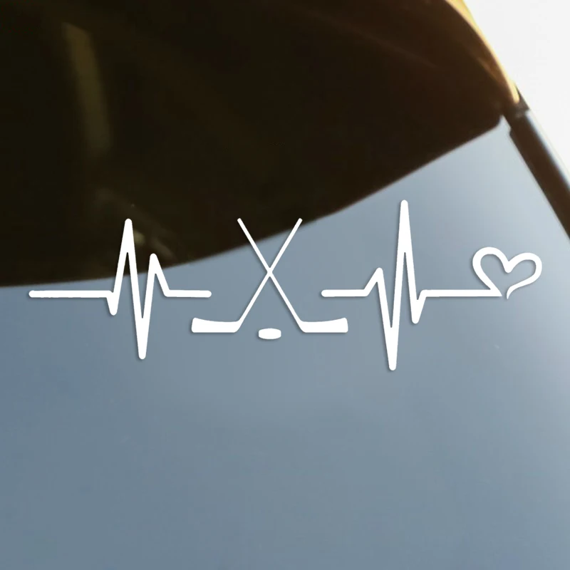 

Высекающая Виниловая наклейка для хоккея с сердцебиением, автомобильная наклейка, водонепроницаемые Автомобильные украшения на кузов автомобиля, бампер, заднее окно, ноутбук # S60230