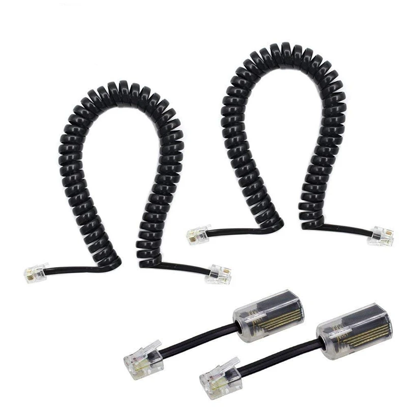 

Telephone Cord Detangler, 2 Pack Black Coiled Telephone Handset Cord / 1.1 Ft Coiled 2 Pack Black Extended Rotatable Telephone P