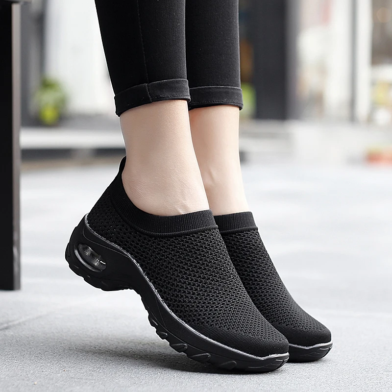 Tenis Feminino Women Tennis Shoes Platform Breathable 5cm Height-increasing Slip-on Air Cushion Outdoor Walking Jogging Woman