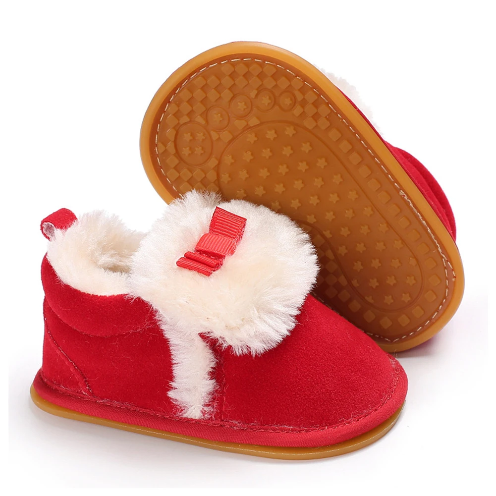 0-24m Kids Cute Baby Girls Shoes Plus Velvet Warm Toddler Sneakers Infant Prewalker Fashionable First Walkers Anti-Slip Footwear