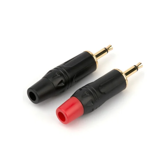 2pcs 3.5 Mono Plug DIY Audio Cables 3.5 mm AUX Connector Gold Plated Headphone Plugs Solder With Clamp