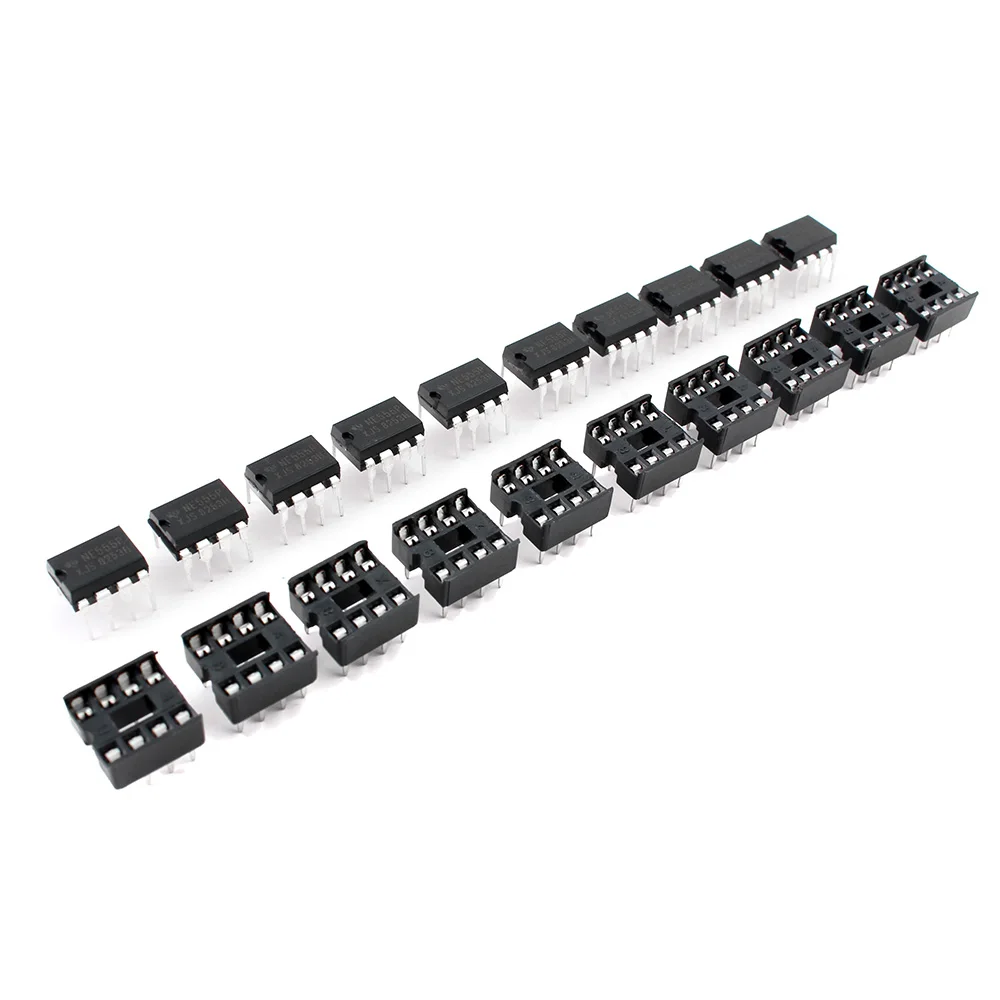 20-50pcs NE555 IC 555 & 8 Pin DIP Sockets (10 each) ic ne555 and Sockets DIP8 diy for arduino starter kit