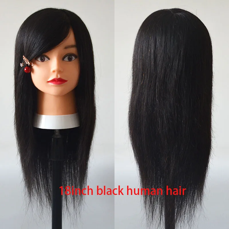 100% Human Hair Mannequin Head For Learner Hairdressers Practice Paint Dye Bleach Curl Iron Braid Cut Hair Good Training Head