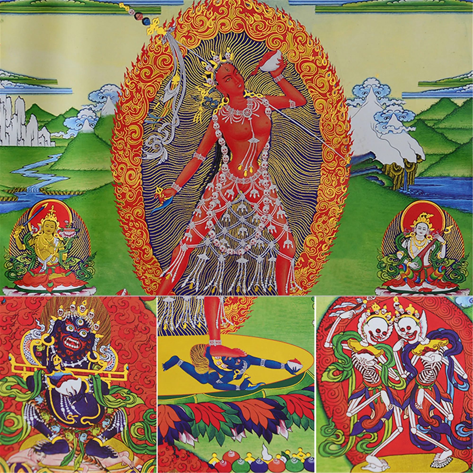 Gandhanra Bronzing Printed Thangka Art - Vajrayogini Thangka,Hand Framed Tibetan Buddhist Thangka