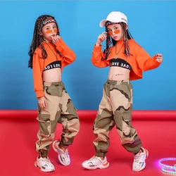 Children Hip Hop Clothing Sweatshirt Top Crop Running Casual Pants for Girl Kid Jazz Dance Costume Wear Ballroom Dancing Clothes