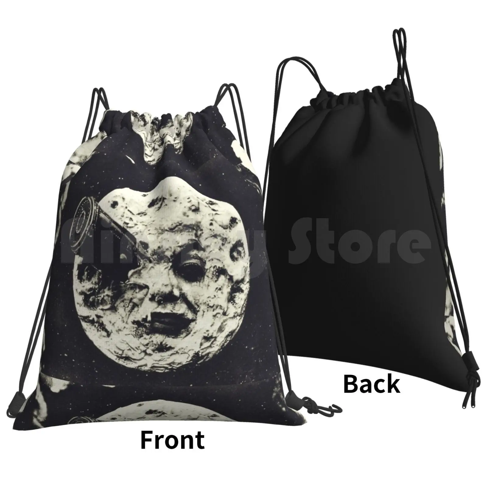 Le Dans La Lune ( A Trip To The Moon ) Print Backpack Drawstring Bags Gym Bag Waterproof Night Sky Space Moon Galaxy 1902