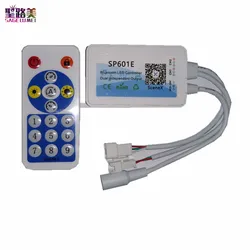 Tira de luces LED RGB SP601E WS2812B WS2811, controlador de música con micrófono integrado, señal Dual direccionable, píxeles, DC5V-24V con aplicación IOS/Android