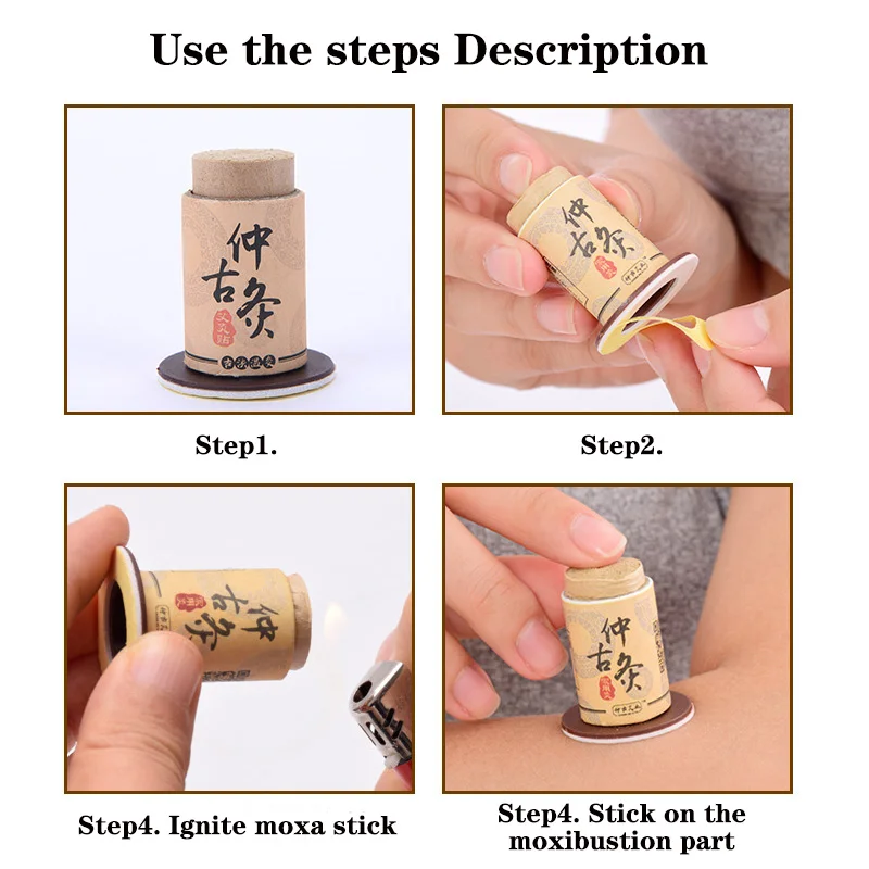 30Pcs High-class Pure Moxa Stick Tube Paste Moxibustion Heating Acupunture Therapy Meridian Warm Massage Mugwort Chinese Medical