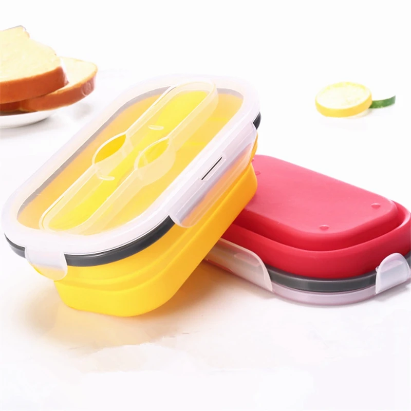 Silicone Collapsible Lunch Box folding Food bento Storage Container Free Microwavable Portable Office Picnic Camping Outdoor Box