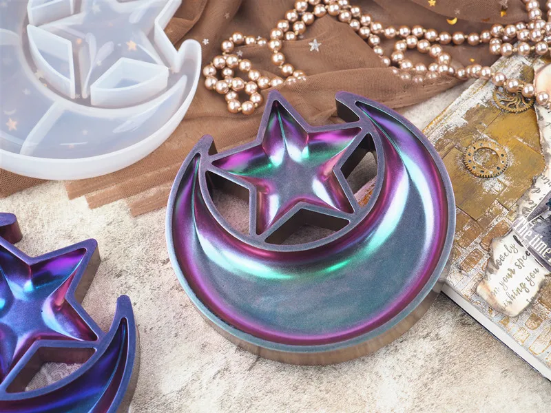 DIY Crystal Silicone Mold Resin Star Moon Plate Dish Containing Box Jewelry Storage Mirror Epoxy Resin Mould