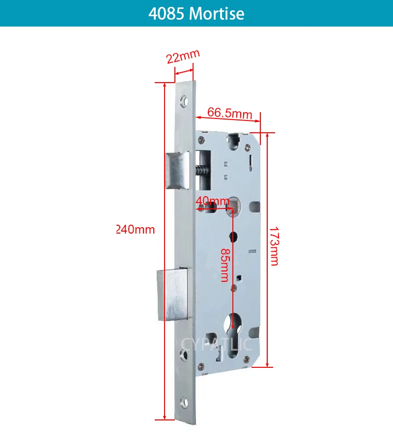 Cerradura de tamaño 2885, 3085, 3585, 4585, 5085, 5585, mortaja para puertas de aluminio inteligentes y delgadas