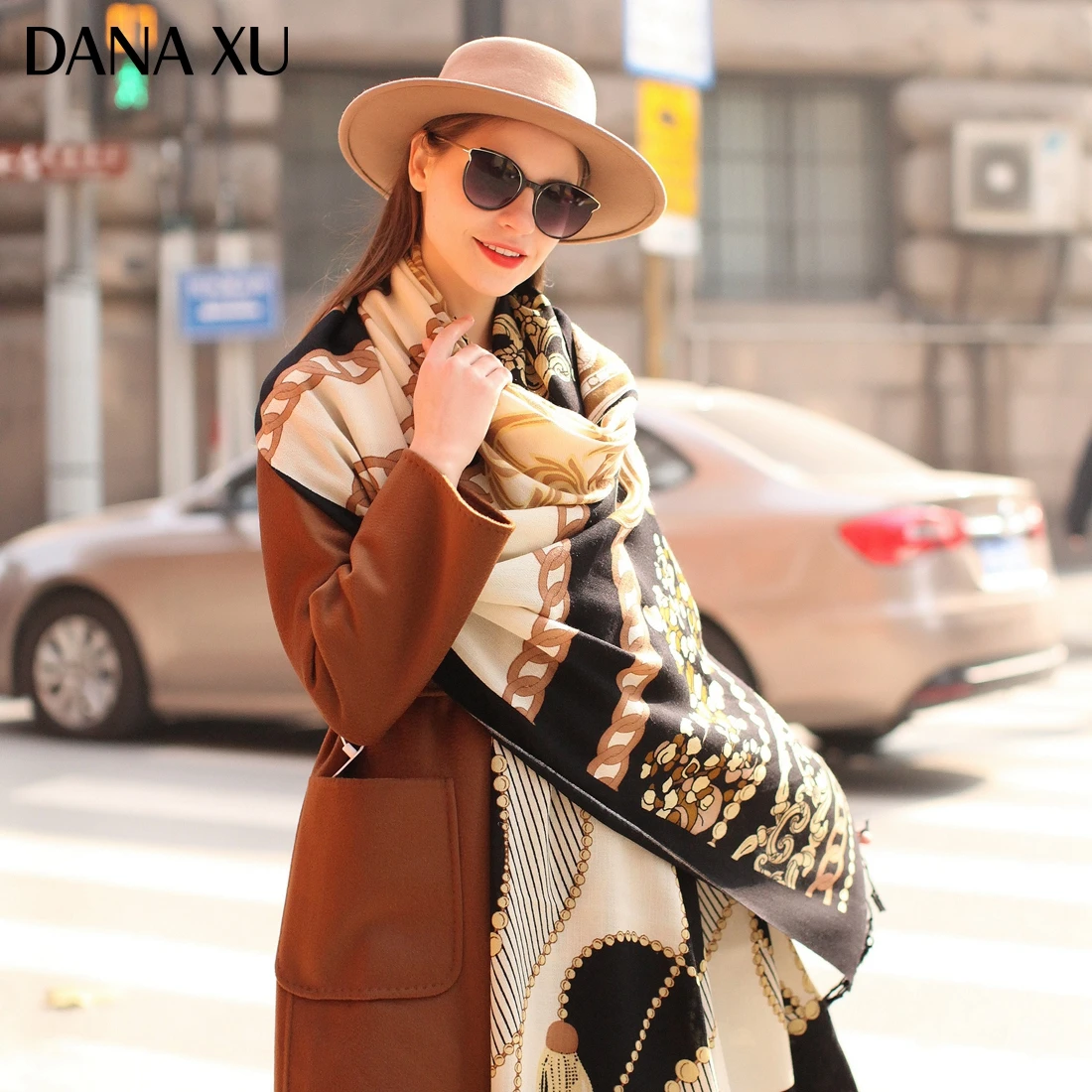 DANA XU Bufanda Mujer Wool Poncho Head Women Lady Warm Shawl Stoles Bandana Scarf Hijab Luxury Brand Pashmina Winter 2021