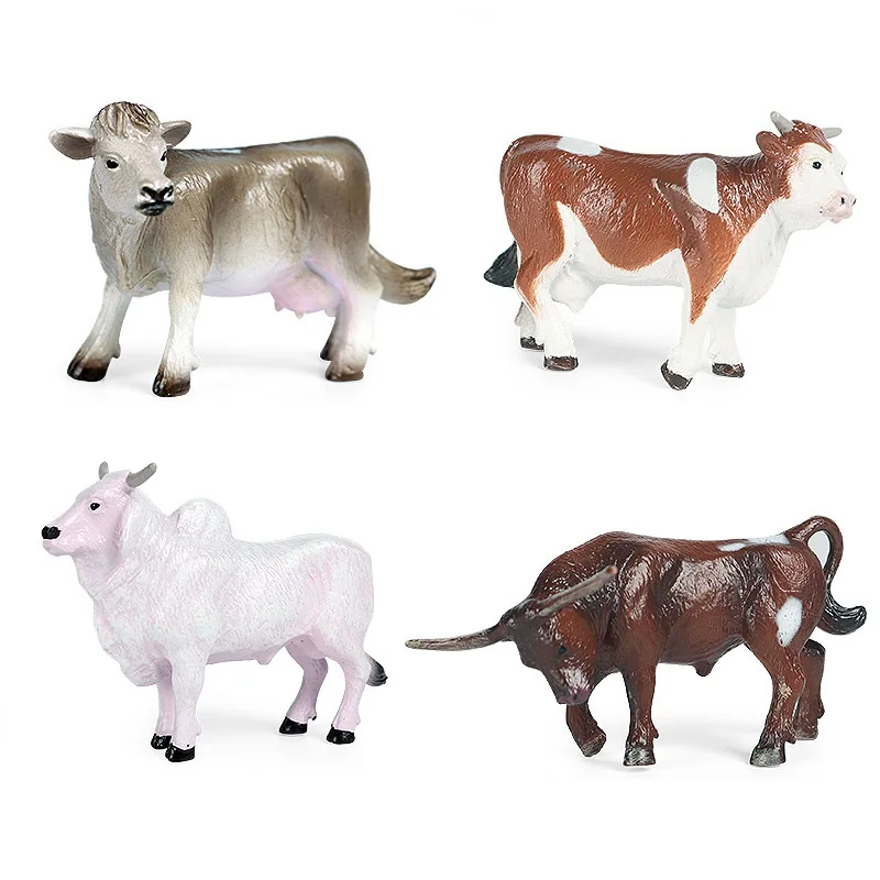 Jeu de figurines d'animaux sauvages en PVC, modèle de Simulation d'animaux sauvages, taureau, Bison, Ranch, vache, jouets, cadeau de noël pour enfants