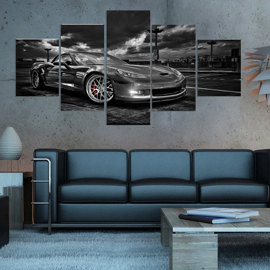 Chevrolet Corvette Car Full Round 5D Diamond Painting Embroidery Mosaic Cross Stitch 5 Panel Modular Picture Wall Art Home Decor