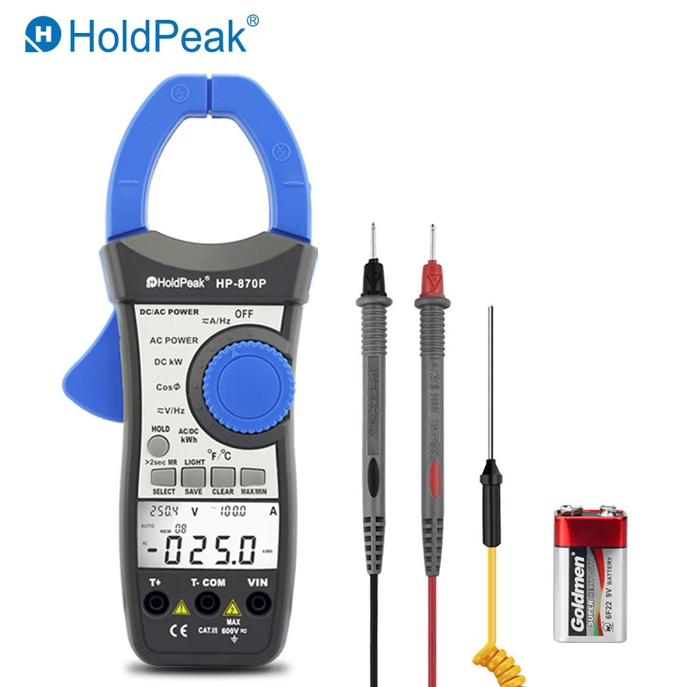 Power Clamp Meter 870P (RU Warehouse ) HoldPeak 99.99kW/100kW~300kW Active Power Energy Diagnostic Tester