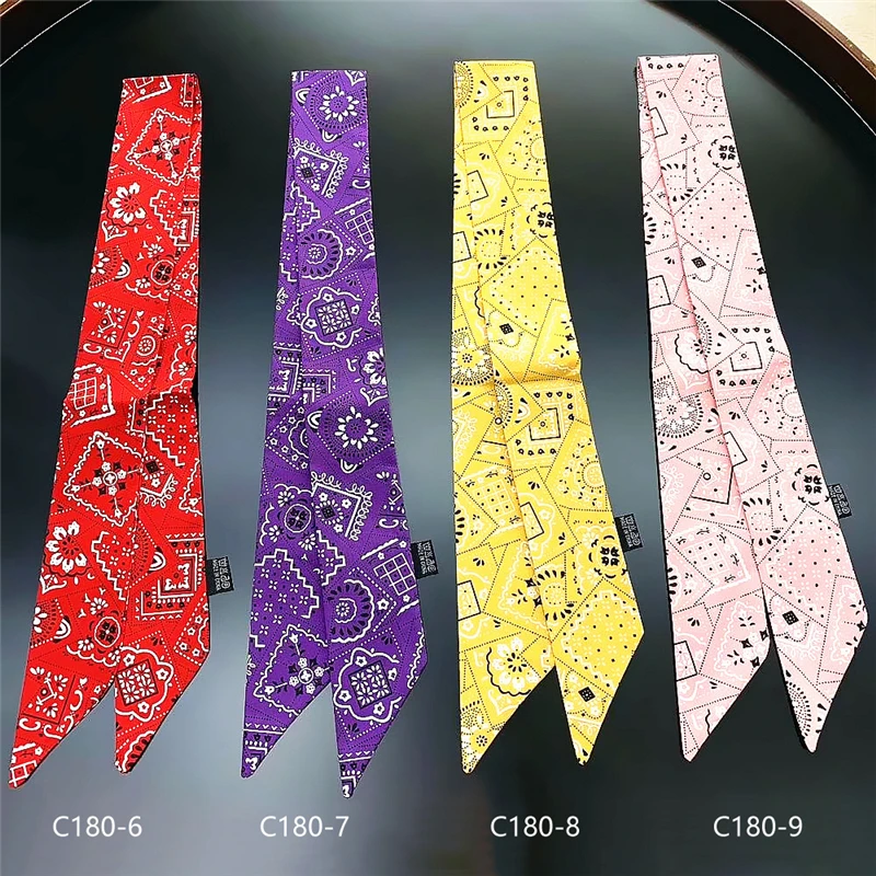 Designer scarf brand personality wild street hip-hop cashew nuts men and women turban neck scarf lady tie bag ribbon headband M