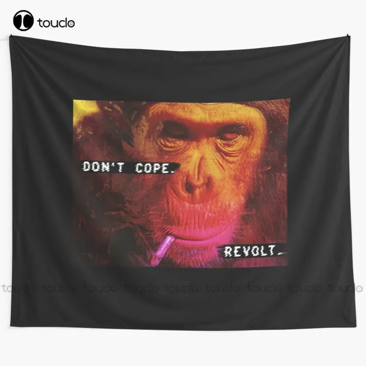 Reject Humanity Return To Monkey - High Quality Tapestry Purple Tapestry Blanket Tapestry Bedroom Bedspread Decoration