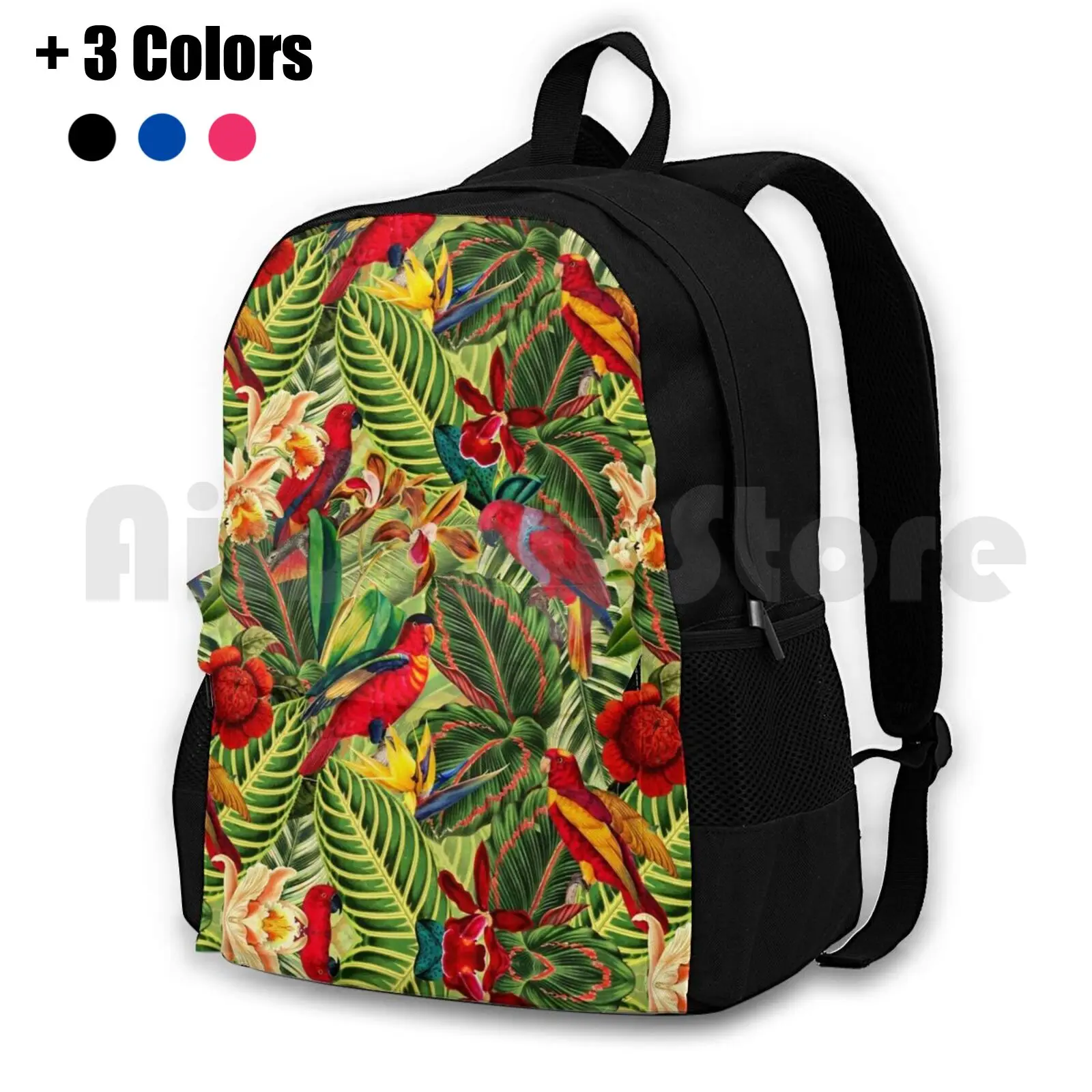 Vintage Tropical Bird Jungle Garden Outdoor Hiking Backpack Riding Climbing Sports Bag Bird Birds Nature Animals Parrot Jungle