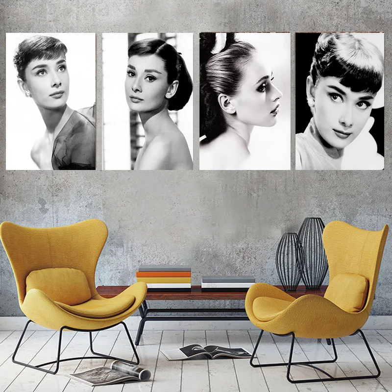 Audrey Hepburn home poster home decor Nordic canvas painting murals and prints girls bedroom vivid lady art