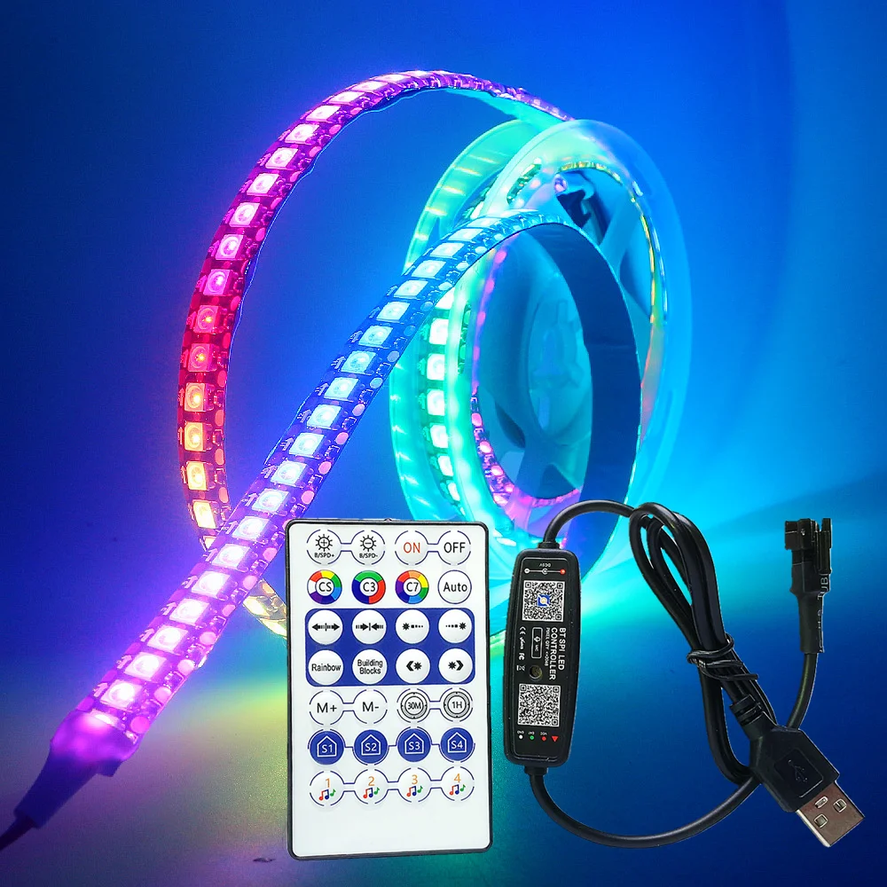 LED Strip Light WS2812B 1M-5M RGB 5050 String Flexible Lamp Tape DC 5V USB Bluetooth Control TV Backlight Home Party Decoration