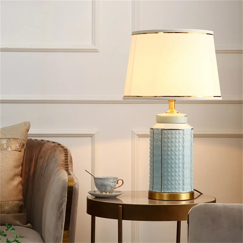 OURFENG Table Lamp Ceramic Contemporary Design Copper Desk Light Home LED Decorative For Living Room Office Bedroom