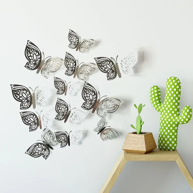 Neue Stil 12 Teile/satz 3D Hohl Schmetterling Wand Aufkleber Für Wohnkultur Schmetterlinge Wohnzimmer Dekoration Für Party Hochzeit Aufkleber – Detail 8