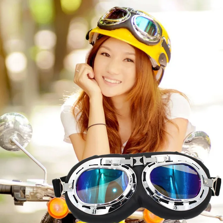 Motorcycle Goggles Glasses Vintage Motocross Classic Goggles Retro Pilot Cruiser  ATV Bike UV Protection Copper Har