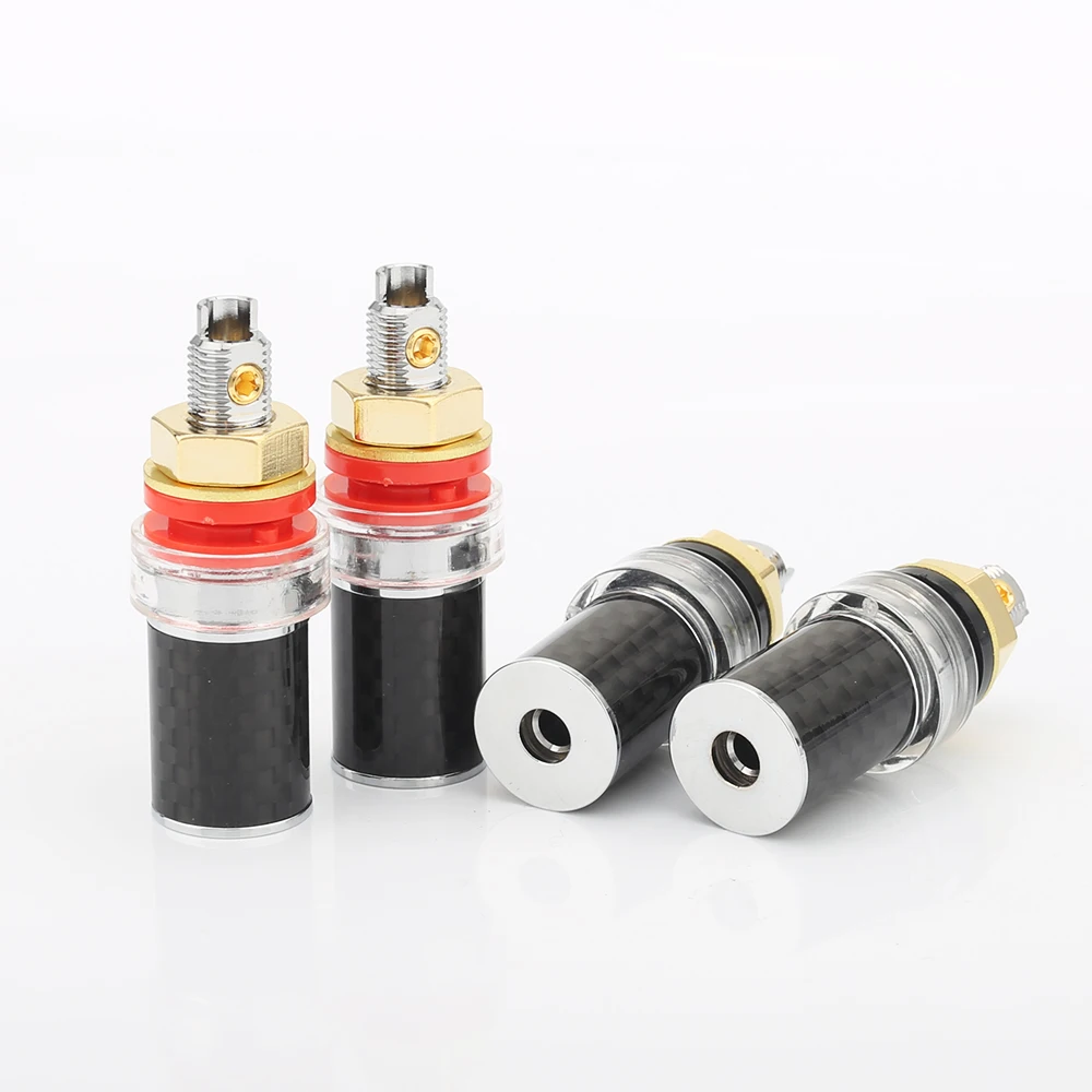 HI END คาร์บอนไฟเบอร์โรเดียม Plated Binding Post Speaker Amplifier Terminal Binding โพสต์