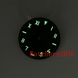 New 37mm Black Sterile Green Luminous Steel California Hand Winding Manual Watch Dial Fit ETA 6497 ST3600 Movement