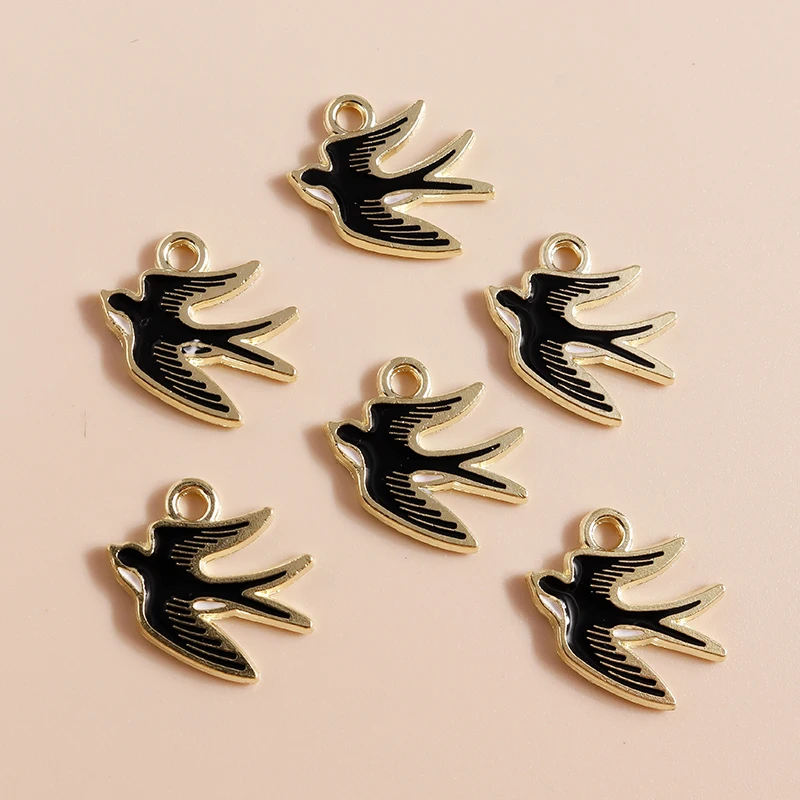 10pcs Cute Bird Spring Swallow Charms Pigeon Dove Pendants for Earring of Necklace Bracelet Keychain Handmade DIY Jewelry Making