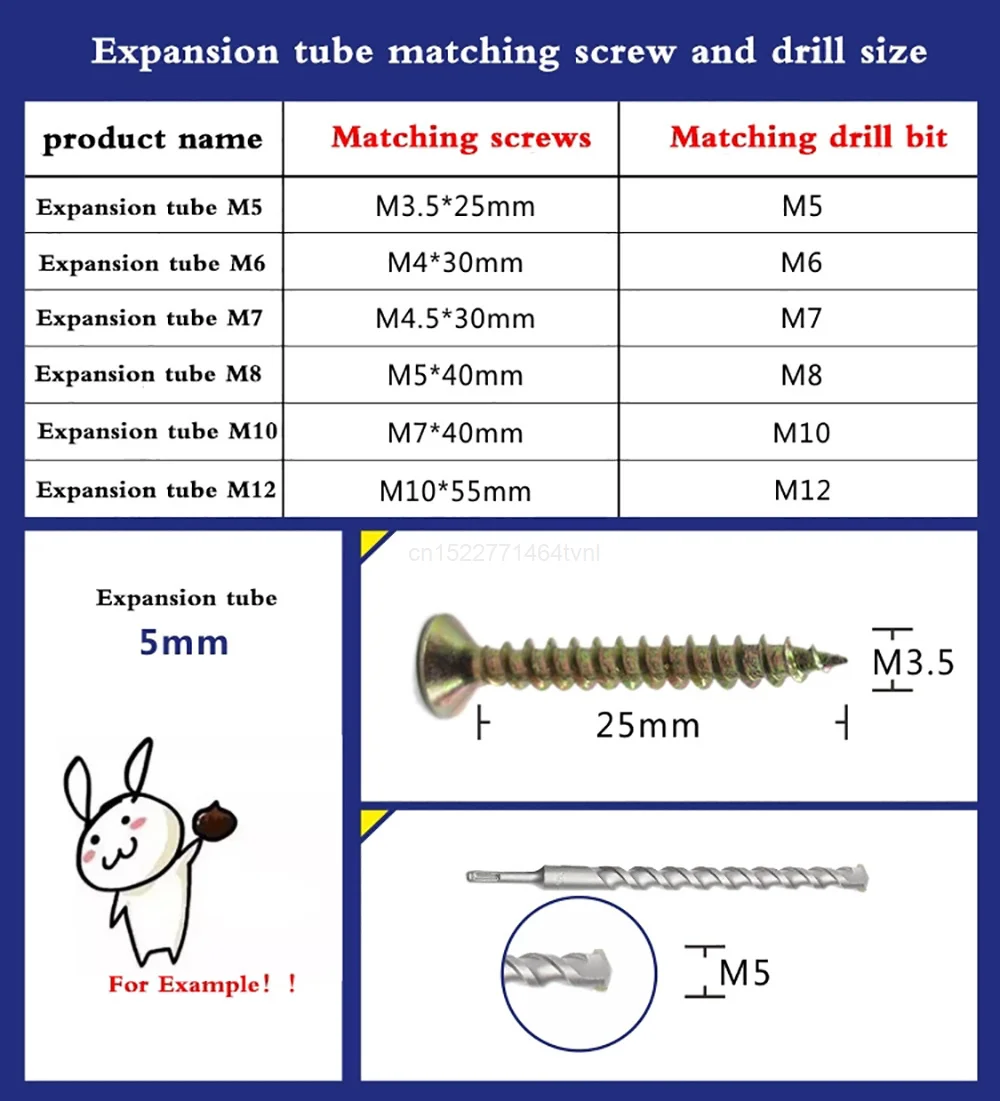 10-50pc Plastic expansion pipe M6 M8 M10 L=30-100mm rubber plug plastic pipe nylon column expansion screw anchor plug wall plugs