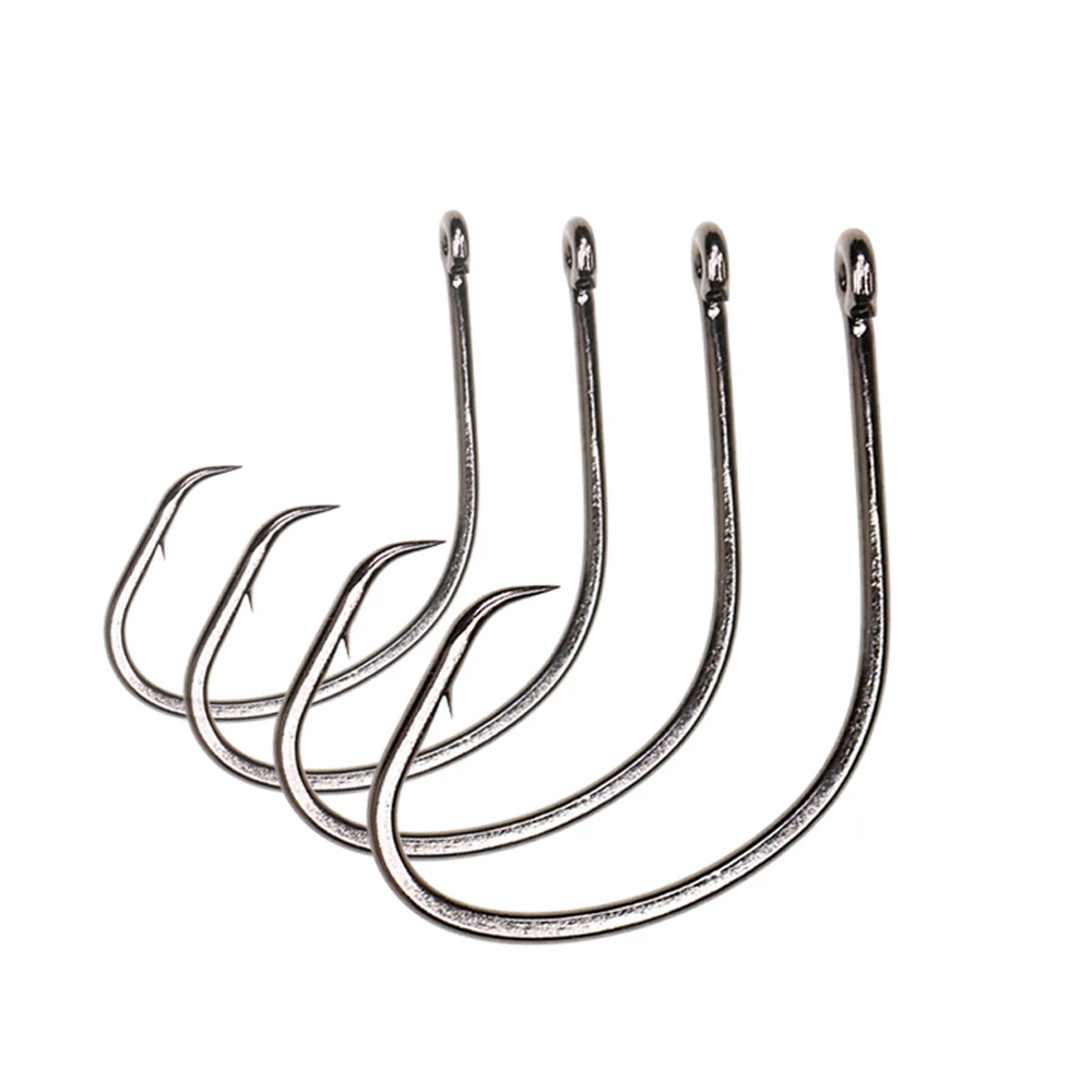 25pcs #4 #6 #8 Black Nickel Saltwater Circle Fishhooks Chemically Sharpened High Carbon Steel Sabiki Rig Fly Hook