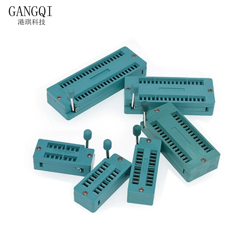 1PCS/Lot 14 16 18 20 24 28 32 40P Pin 2.54 MM Green DIP Universal ZIF IC Socket Test Solder Type IC lock seat zif socket ﻿