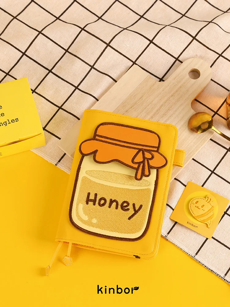 Kinbor-Carnet de notes à main créatif, ensemble de tente, boîte-cadeau, miel, mignon, journal intime en forme de cœur, compte d'enregistrement, cadeau étudiant féminin