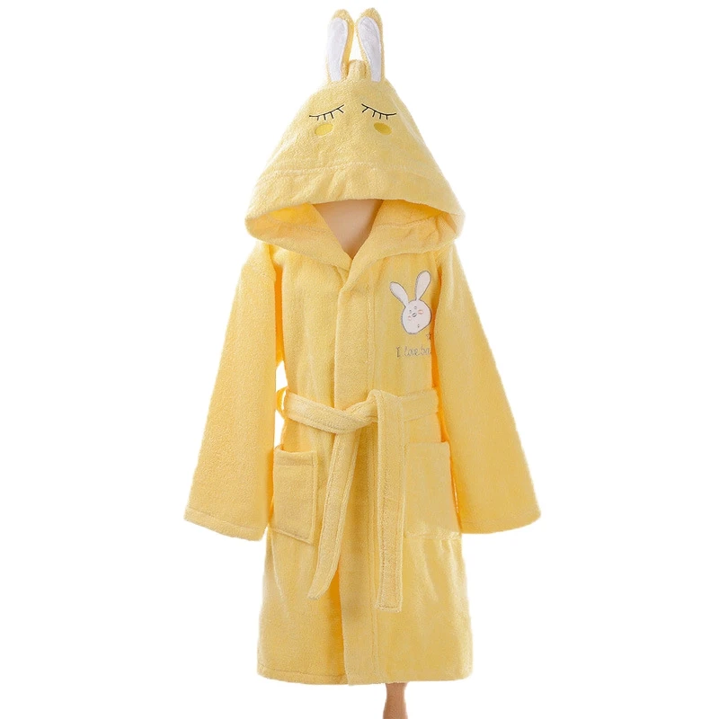 Lovely Kids Robe Boy and Girls Hooded Toweling Terry Robe 100% Cotton Winter Warm Bathrobe Soft Sleeprobe Kids Casual Homewear