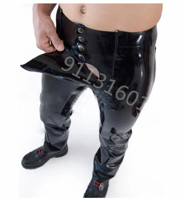 

Latex Jeans Men's Rubber Jeans Army Jeans With Front Flat Codpiece Customized